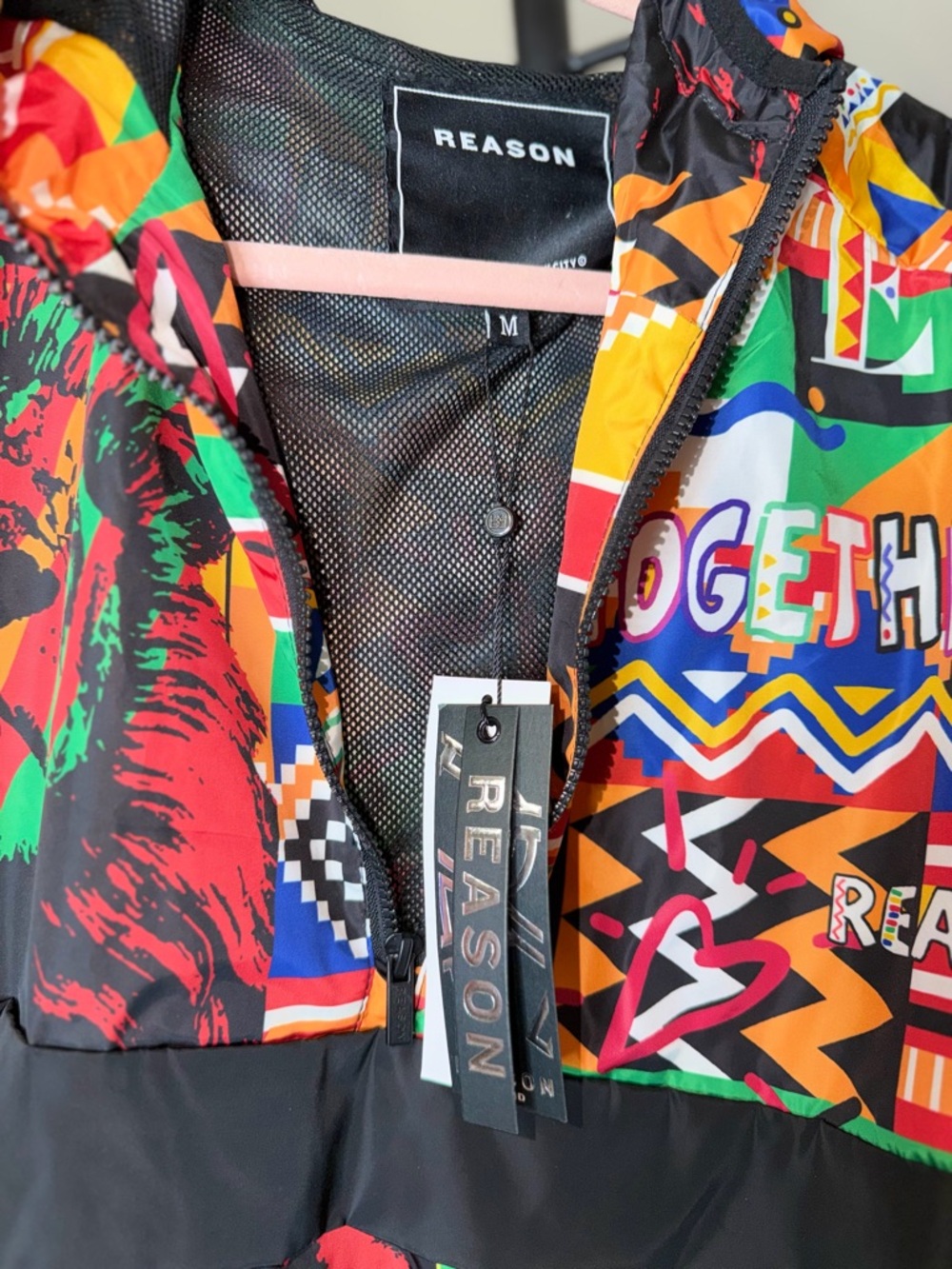 Reason Brand Multicolor Graphic Hooded Jacket
Men's Rise Up Pullover  Size M NWT - Picture 5 of 7